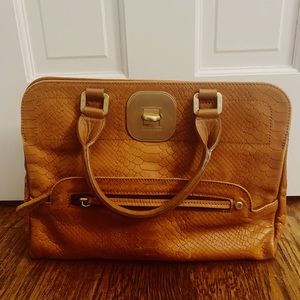 Longchamp Gatsby Python Handbag Cognac